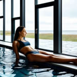 **

"A serene scene inside the Hedon Spa & Hotel in Pärnu, Estonia.  A woman in a modest swimsuit is relaxing in a thermal pool, gazing out at the Baltic Sea through large windows. Soft, natural light fills the space. Focus on creating a calming and luxurious atmosphere.  Safe for work, appropriate content, fully clothed (in swimsuit), professional photography, perfect anatomy, natural pose."

**