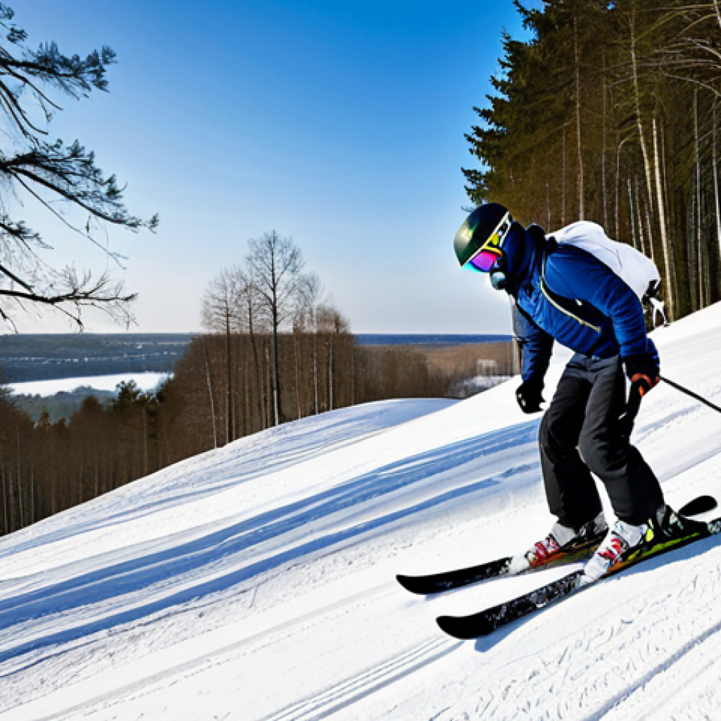에스토니아에서 스키 및 겨울 스포츠 즐기기 - Skiing in Kütiorg**
"A skier in appropriate ski gear, descending a steep slope in Kütiorg, Estonia....