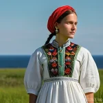 에스토니아의 전통 의상 및 패션 문화 - **Prompt 1: The Soul of Estonian Rahvariided**
"A proud Estonian woman, in her late twenties, st...