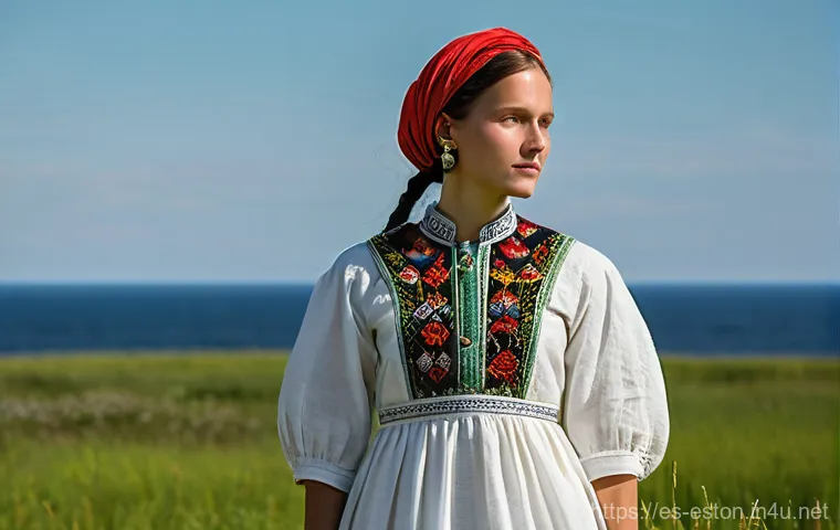 에스토니아의 전통 의상 및 패션 문화 - **Prompt 1: The Soul of Estonian Rahvariided**
"A proud Estonian woman, in her late twenties, st...