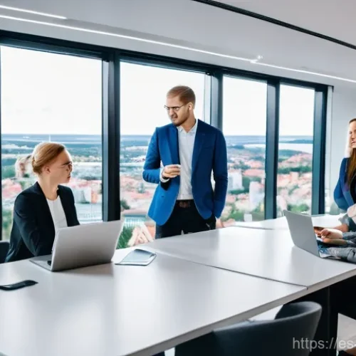 Home 23 에스토니아에서 유명한 기업 인수 합병 사례 - **Prompt 1: Digital Estonia - A Global Hub for Innovation**
"A vibrant, high-angle shot showcasi...